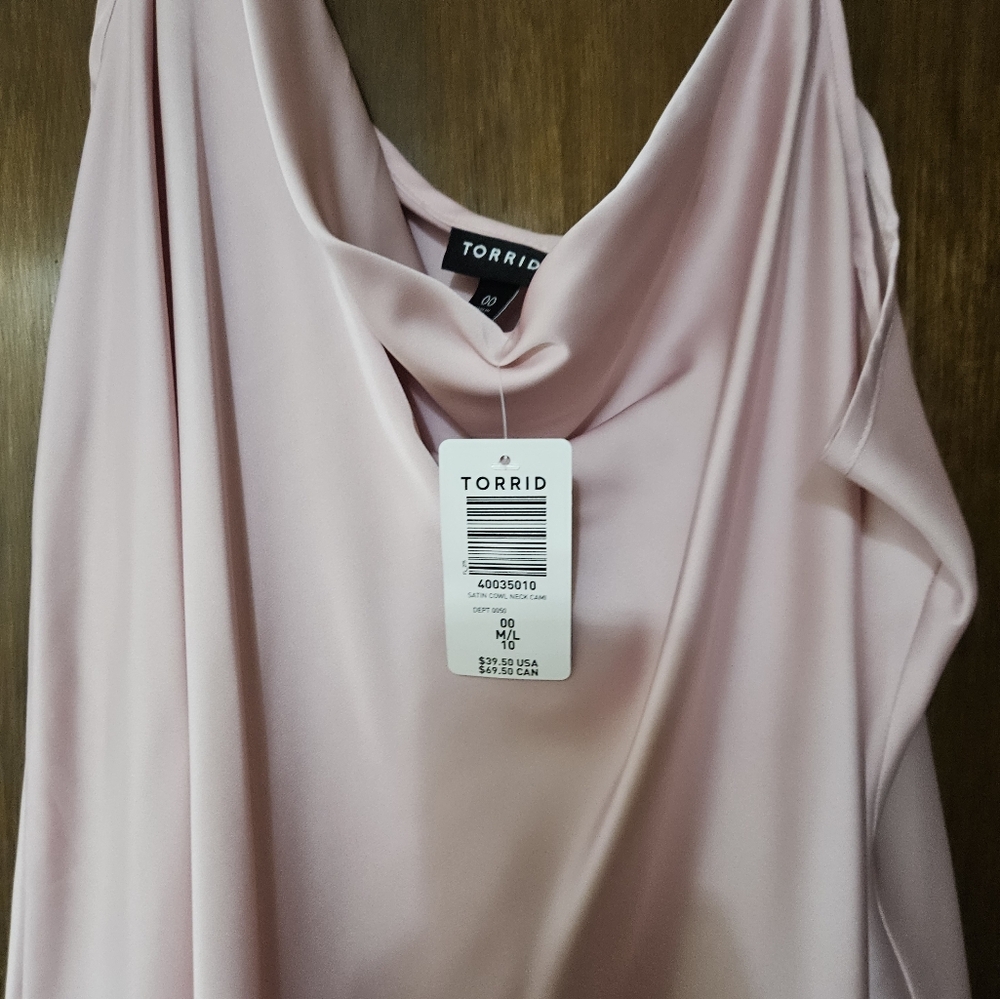 Torrid pink satin cowl neck cami size 00